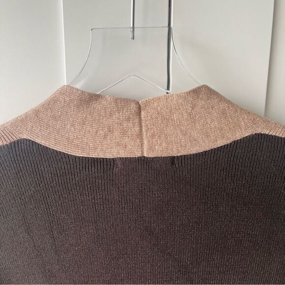 Pink Clover Color Block Cardigan Sweater Pockets Taupe Brown Womens small‎ NWOT - Picture 11 of 14